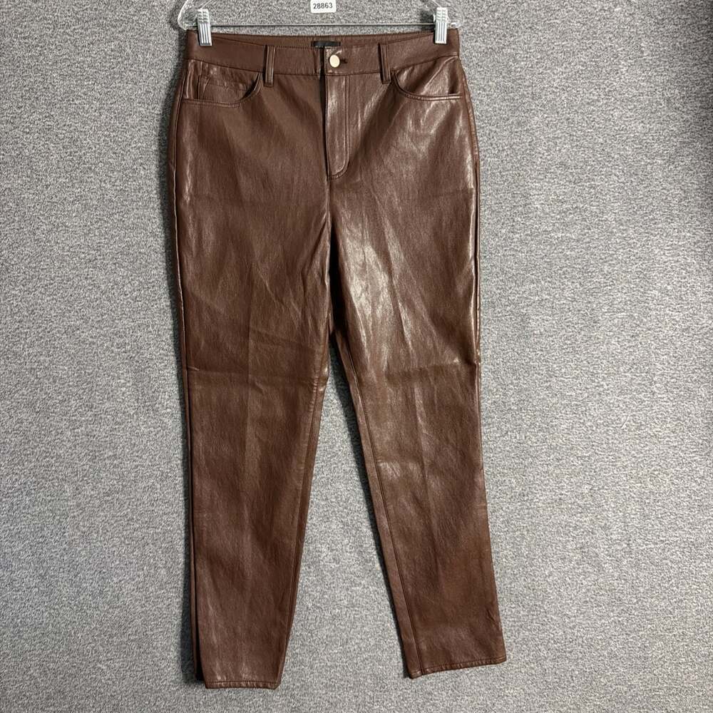 Talbots Women's Size 8 Brown Faux Leather Ankle Skinny High Waisted Pants